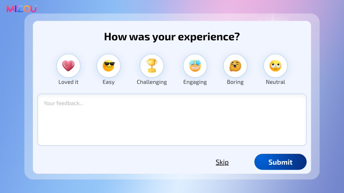 🔔 Mizou now features student feedback options post-session! 📚💬 Students can share their experience. Tailor your teaching with real-time insights directly from your learners!  

#EdTech #Mizou #AIchatbots #AIeducation #teacher