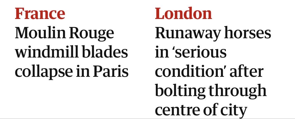 Headlines on Guardian app. Nostradamus predicted both of these events. #endofdays