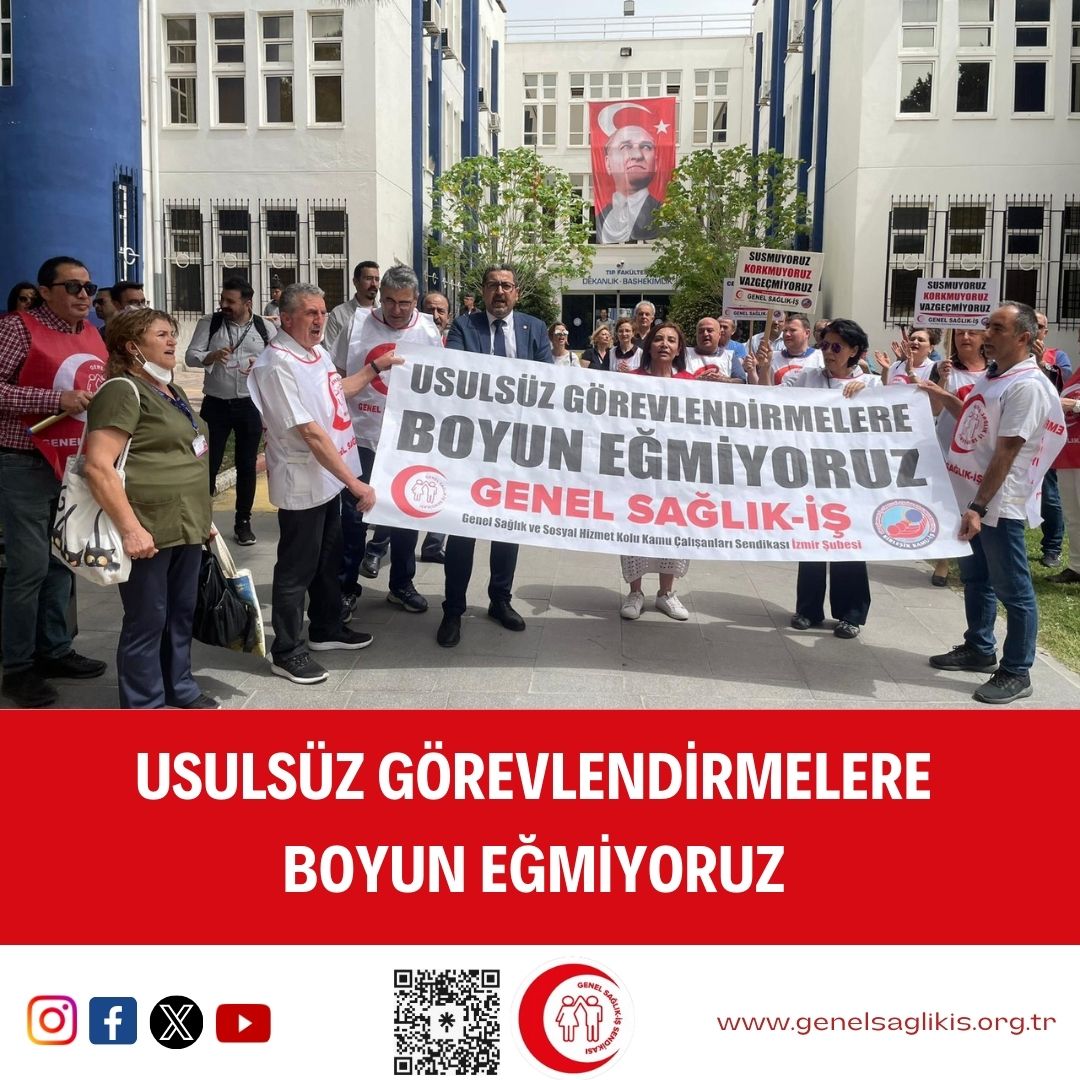 USULSÜZ GÖREVLENDİRMELERE BOYUN EĞMİYORUZ! Sendikamız Genel Sağlık-İş Genel Sekreterimiz Gazi Çeliker’in basına yaptığı açıklama şu şekilde: DEĞERLİ BASIN EMEKÇİLERİ, DEĞERLİ MÜCADELE ARKADAŞLARIM HEPİNİZİ SENDİKAM GENEL SAĞLIK-İŞ ADINA SAYGIYLA SELAMLIYORUM! Bugün burada…