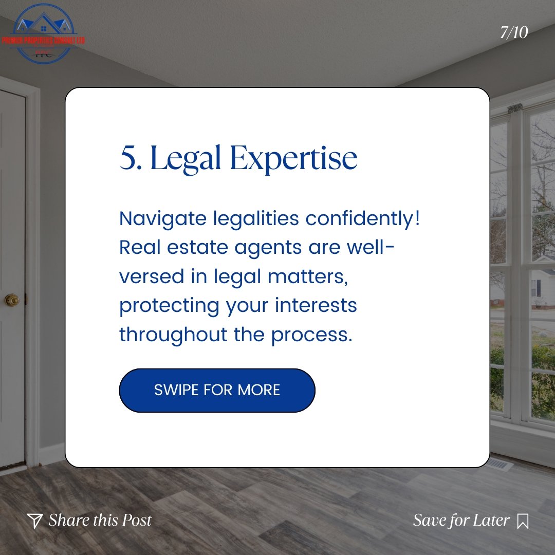 5: Legal expertise ⚖️ Real estate transactions involve complex legalities and contracts. Professional agents navigate the legal maze, ensuring all documents are in order and protecting your interests every step of the way. #RealEstate #PremierProperties