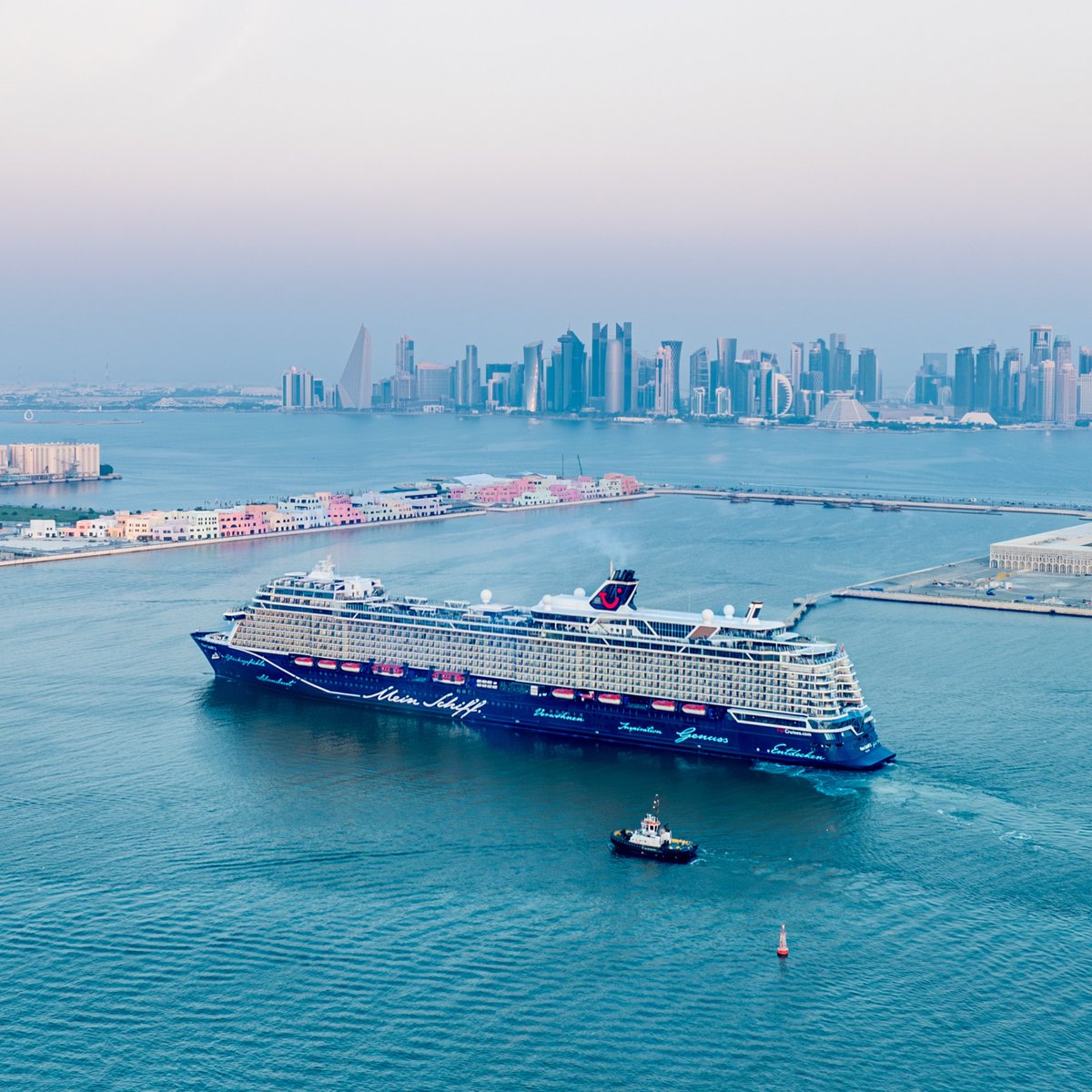 Every cruise season, the Grand Cruise Terminal at #OldDohaPort welcomes magnificent megaships from leading international cruise lines. 

Take a look at the #MeinSchiff 2, during its inaugural voyage to Qatar in 2023—a sight to behold!

#QatarBoatShow2024 #QatarBoatShow