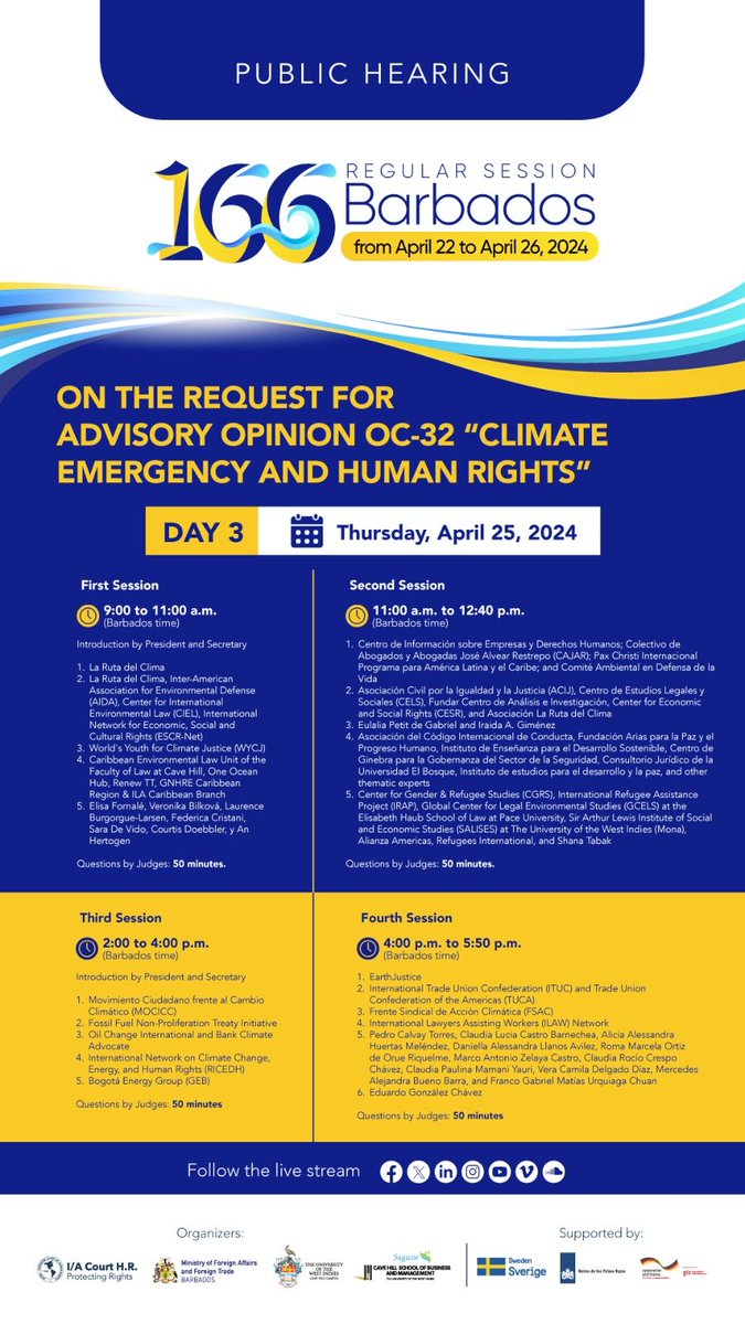 @UWI_LawFac presents today before the InterAmerican Court of Human Rights in its historic climate change advisory opinion proceedings🥳 We are proud to contribute to these discussions which are critical to our region's future and survival.