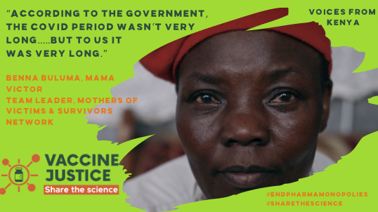 We are so sad to hear of the death of Benna Buluma aka Mama Victor in the #floods in #Mathare Kenya. She was an incredible advocate for justice.  Here she is in our film on #VaccineJustice. #PeoplesVaccine rb.gy/if65f8