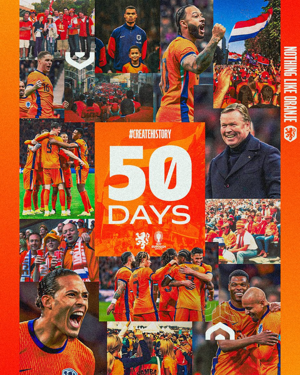 𝟱𝟬 𝗗𝗔𝗬𝗦 until #EURO2024! ⏳❤️‍🔥 Excited to make more Oranje memories together! 🧡 #NothingLikeOranje #CreateHistory