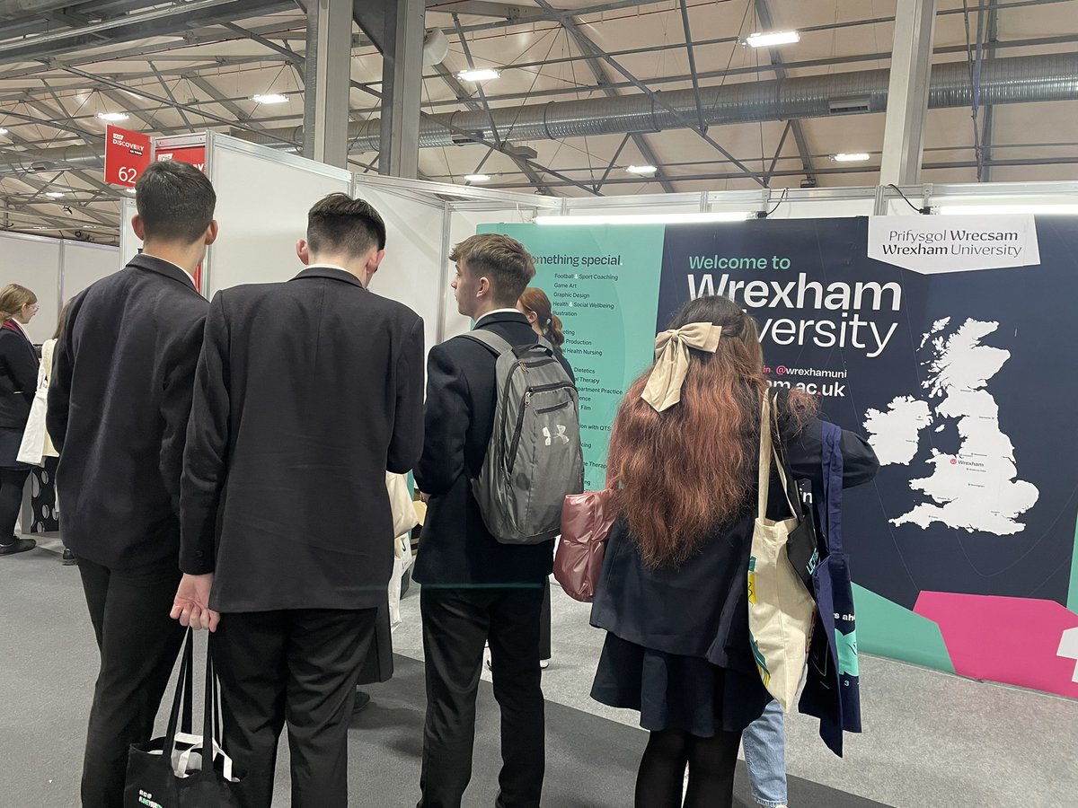 Busy morning @ucas_online @EikonExhibition #NI raising awareness of @WrexhamUni #wrexham if you’ve not already picked up our merch call in at stand 63