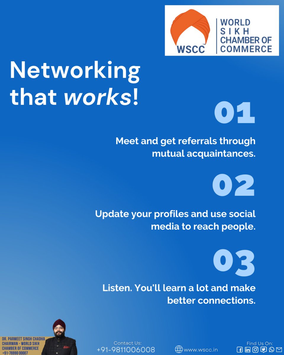 Networking that works!!!

#worldwidebusiness #skillenhancement #entrepreneur #business #ceo #chamberofcommerce #ficci #phd  #sikh #wscc #wbn #tiger
#motivation #motivationalspeech #sikhcommunity #networking  #foundation  #businessmen #sikhnetworking #unifyingturban