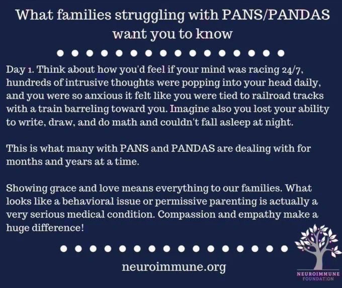“What looks like a behavioral issue or permissive parenting is actually a very serious medical condition.” #PansPandasHour
