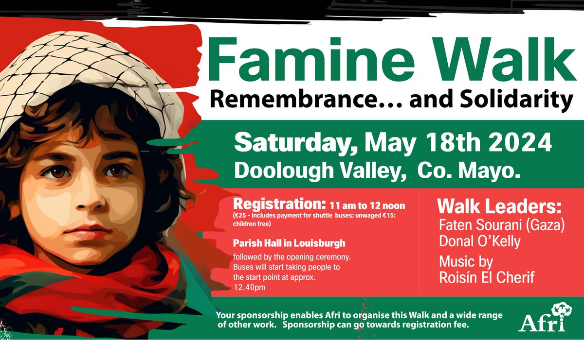 Join us on Saturday, May 18th 2024 for our annual Famine Walk. The theme of this year's walk is 'Remebrance and Solidarity'. Registration via Eventbrite here: tinyurl.com/4afhvh2m #faminewalk #remebrance #Solidarity