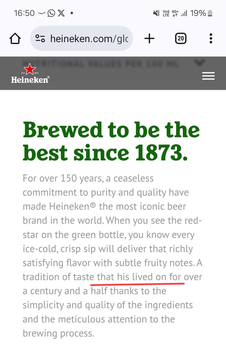 Hey <a href="/Heineken/">Heineken</a> <a href="/Heineken_US/">Heineken US</a> who is proofreading the content on your website? 🥴