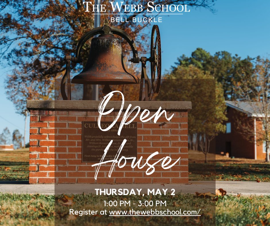 Visit Webb May 2nd during Open House. Register here thewebbschool.schooladminonline.com/portal/public_…