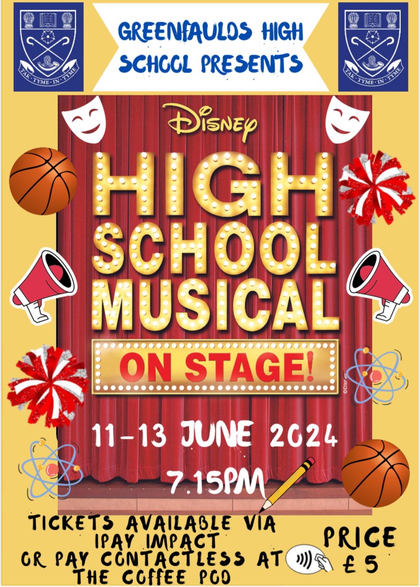 @Greenfaulds_HS school show returns for “High School Musical” this June. Be sure to purchase tickets now from The Coffee Pod or iPay Impact.