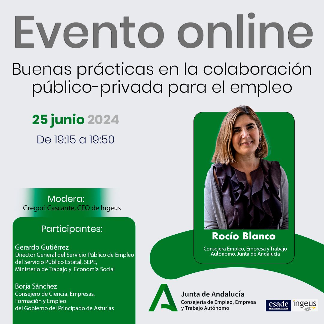 🔔 Hoy #RocíoBlanco participa en el siguiente evento en Madrid:

🌟 Título: ¿Qué funciona en las políticas activas de empleo? Explorando avances en la colaboración público-privada

📅 Fecha: Jueves, 25 de abril
🕕 Hora: 18:00h a 20:00h
📍 Lugar: Esade Madrid y 𝗼𝗻𝗹𝗶𝗻𝗲