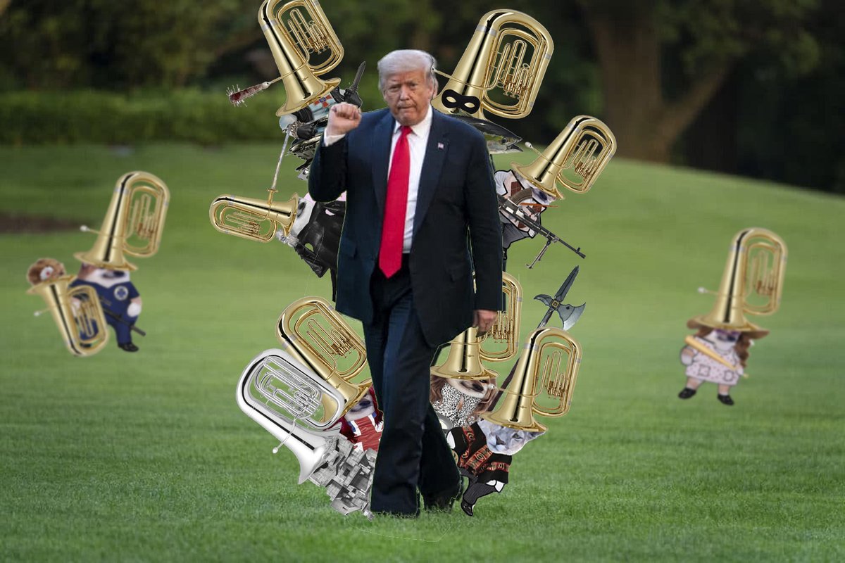 #Fellas - no doubt you have hears rumours that Donald Trump has been followed by unidentified persons equipped with tubas as he attends court. #NAFO Tuba Division wishes to state categorically that it was not us. Please welcome: Nobody. You saw nothing, kapeesh?…