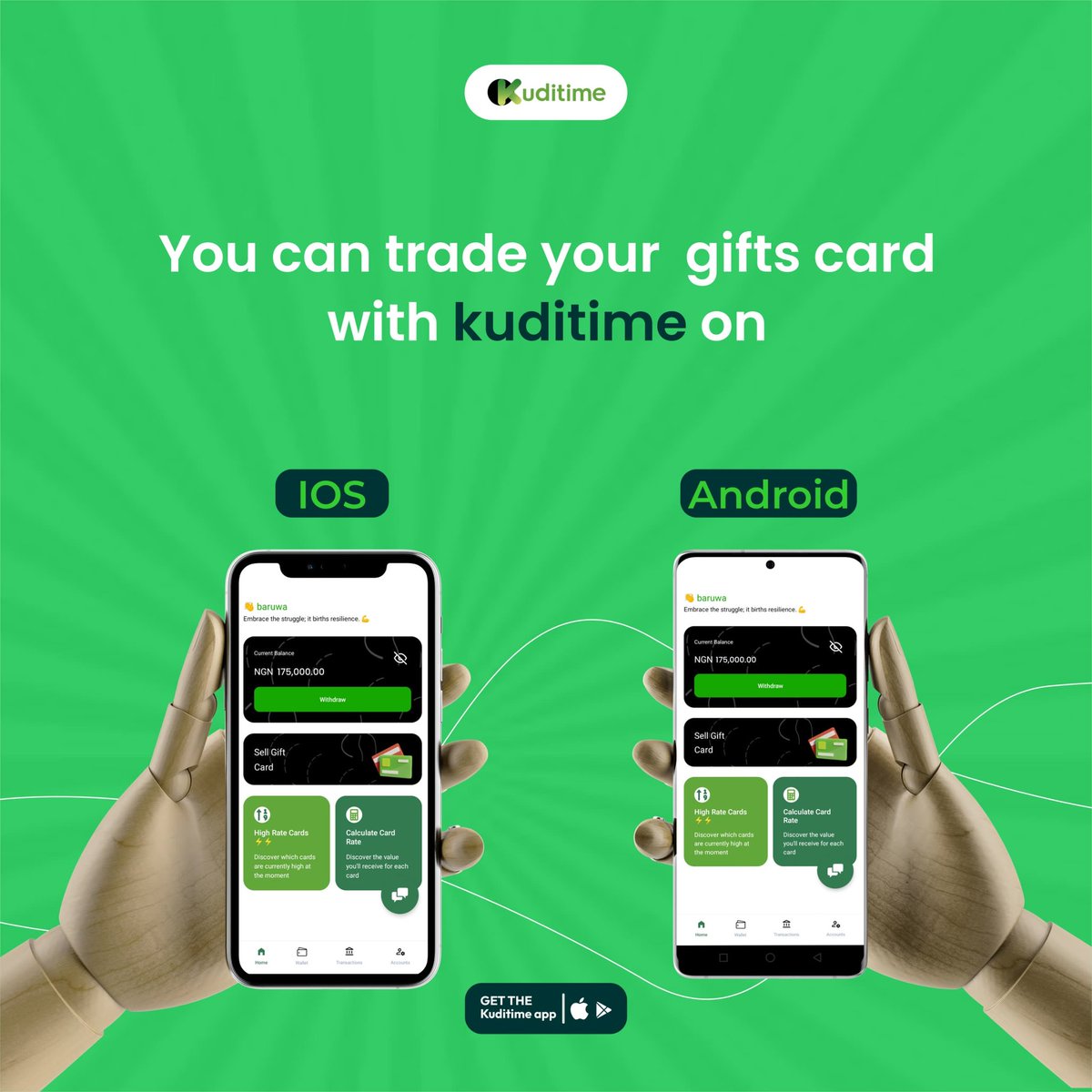 Hello! Kuditimers! 🤩🙌. Here's a reminder that you can trade with us on IOS or Android. The choice is your's to make!!!! 😍💯💯💯💚🤍
.
.
.
#gift #giftcards #cards #amazon #amazongiftcard #sephoria #applegiftcard #xbox #steam #razergold #cards #itunesgiftcard