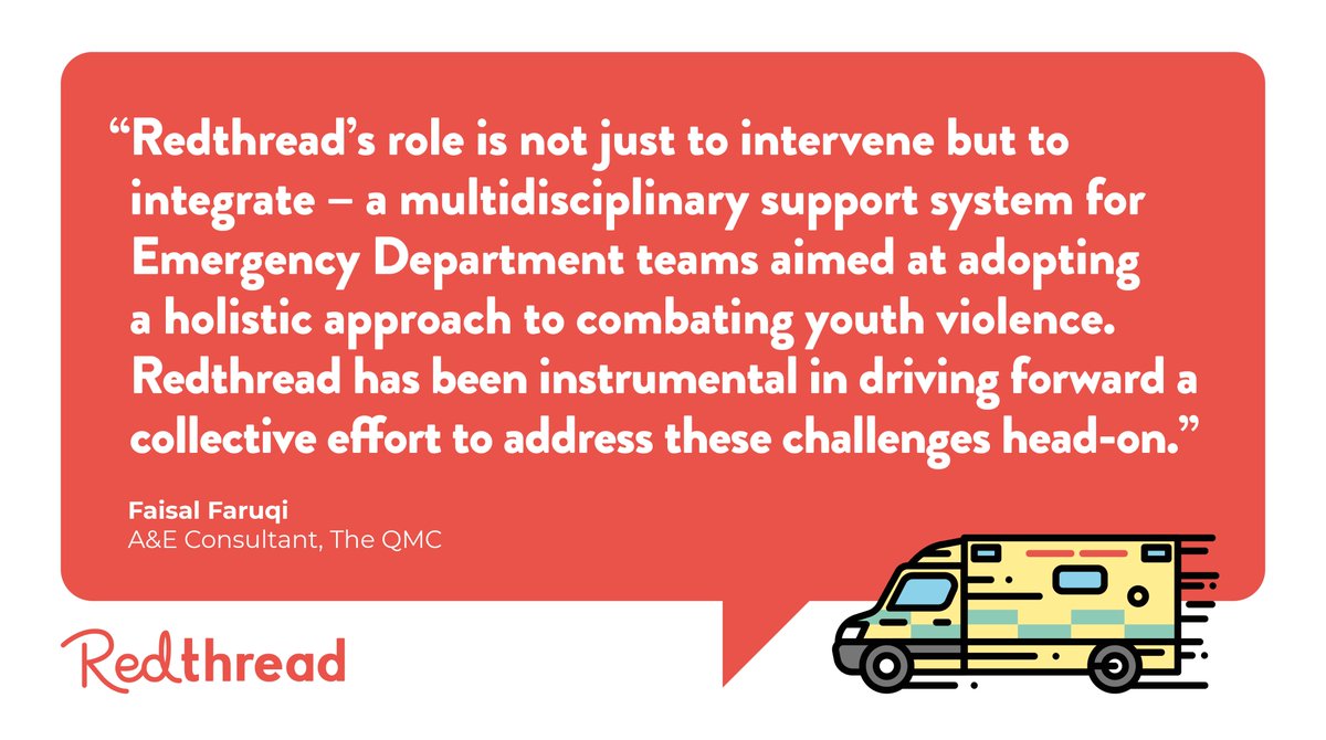 Having youth workers embedded within NHS settings is key to reducing A&E re-attendance rates. Faisal Faruqi, A&E Consultant at Queen’s Medical Centre Nottingham (QMC), talks about this impact in our new blog post. Read it here: redthread.org.uk/dr-faisal-faru…