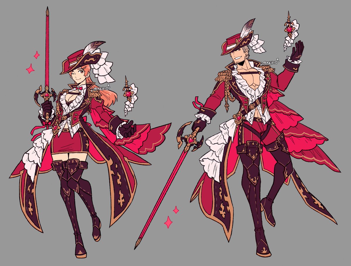 [FFXIV] red mage gear fan design ♦️✨