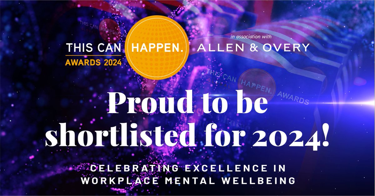 We're over the moon to be a finalist at the THIS CAN HAPPEN awards! 🌟 We're up for the 'Best New Workplace Approach to Mental Wellbeing' award, recognising workplaces that have taken steps to maintain and improve the mental wellbeing of employees. #ThisCanHappen #MentalHealth