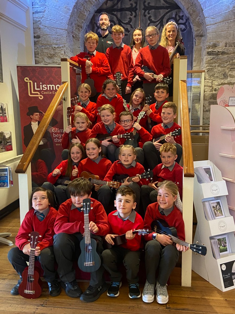 3rd & 4th class and Seán from 6th class are having the best time performing at the launch of the @B_V_O_F @MGWaterford @LismoreHC 🎶