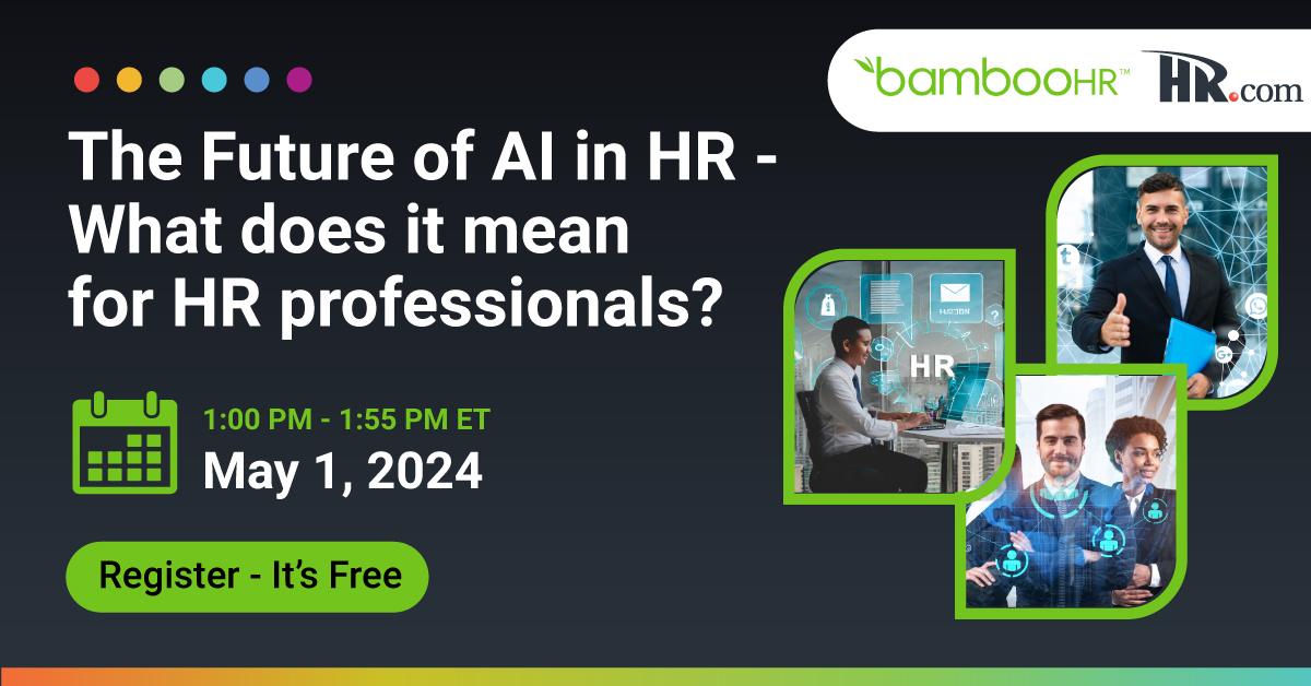 Curious about AI's role in HR? Join @BambooHR to explore how AI enhances efficiency while preserving the human touch. Gain insights into current and future implications for HR practices. #AI #HR okt.to/HKCfIg