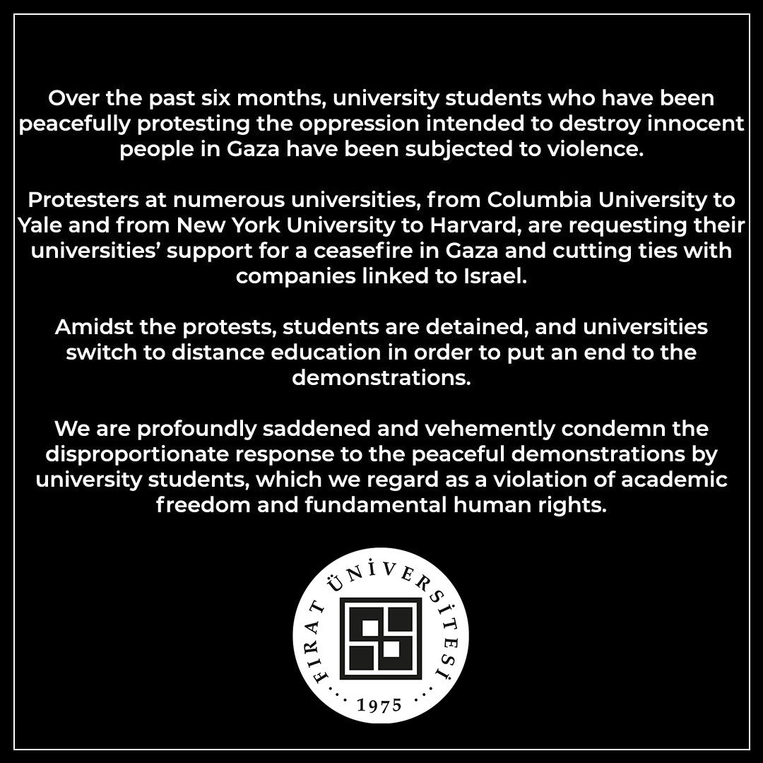 Gazze'de 6 Ayı Aşkın Bir Süredir Yapılan Soykırımı, Barışçıl Yöntemle Protesto Eden Üniversite Öğrencilerine Yönelik Şiddeti Kınıyoruz! @YuksekogretimK @erolozvar