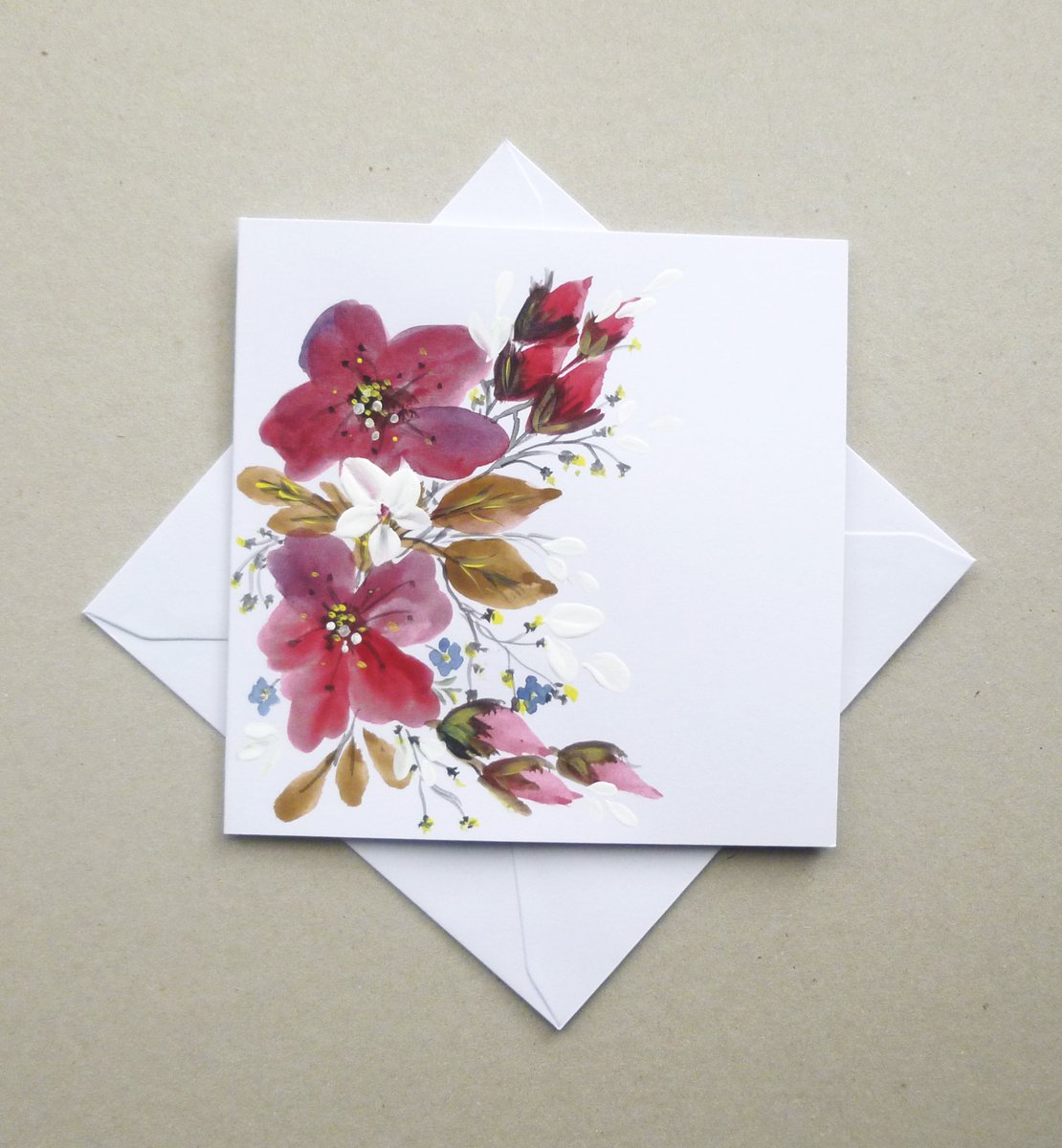 card greeti8ngs card hand painted floral blank ... - Folksy folksy.com/items/8332123-… #newonfolksy