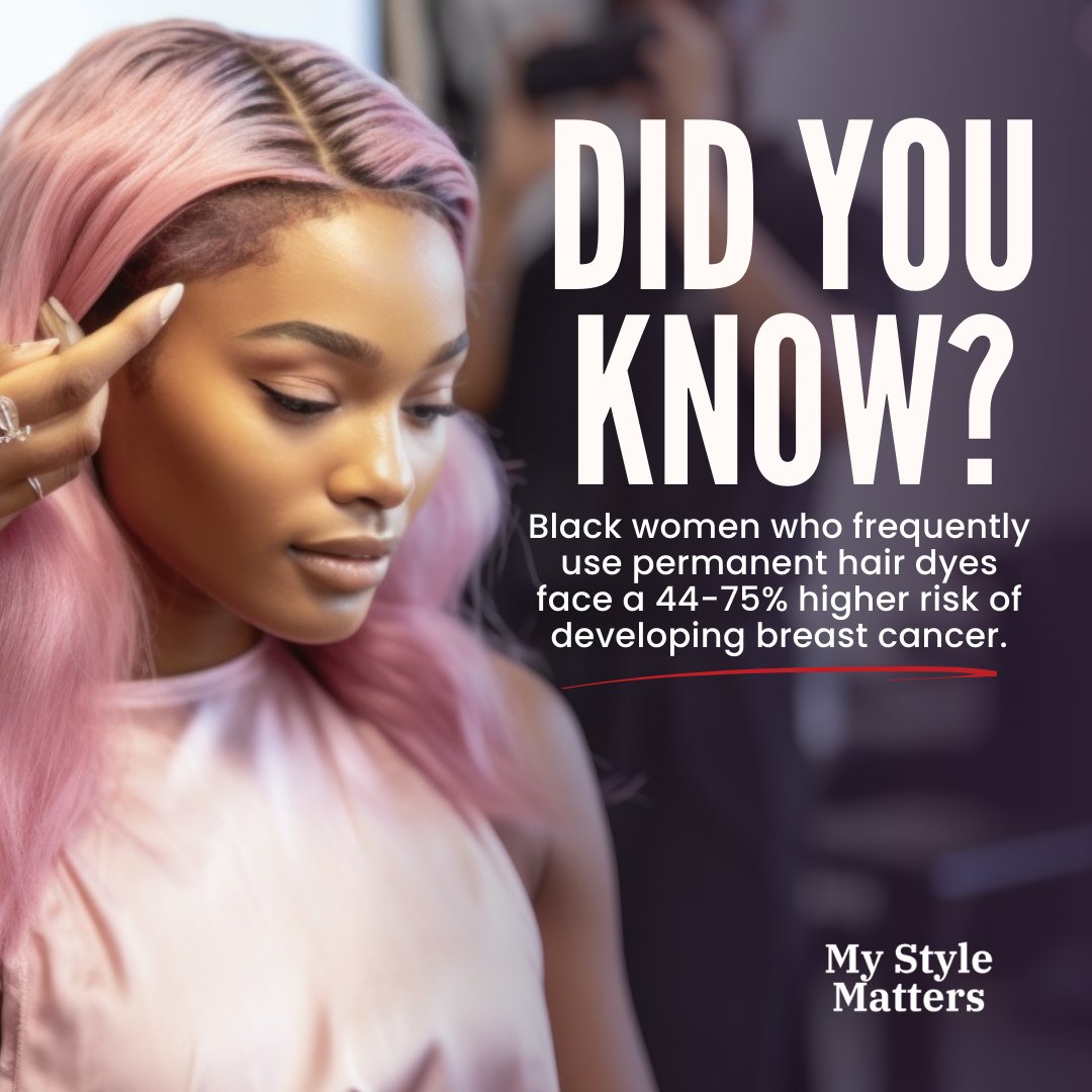 Important Health Alert! Frequent use of permanent dye or chemical straighteners may increase breast cancer risk for women. Embrace your natural beauty! Love your original hair color and curls. Stay informed with empowering health tips: #BreastCancerAwareness #NaturalBeauty