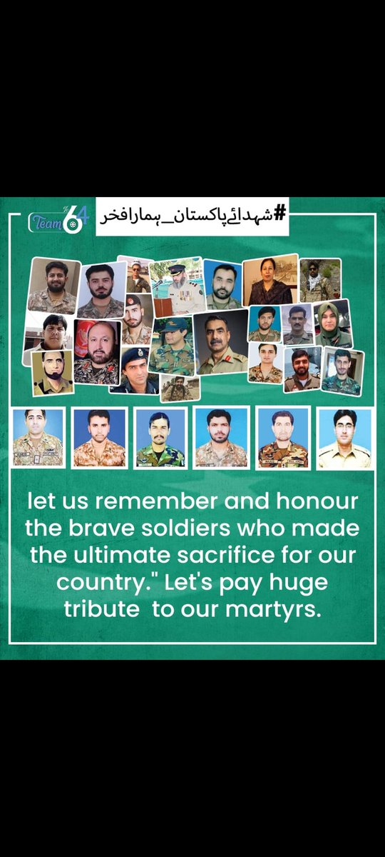 As we reflect on the sacrifices of our armed forces, let us renew our commitment to honor and uphold the ideals they fought for. Their bravery will always be remembered. 
#شہدائےپاکستان_ہمارافخر