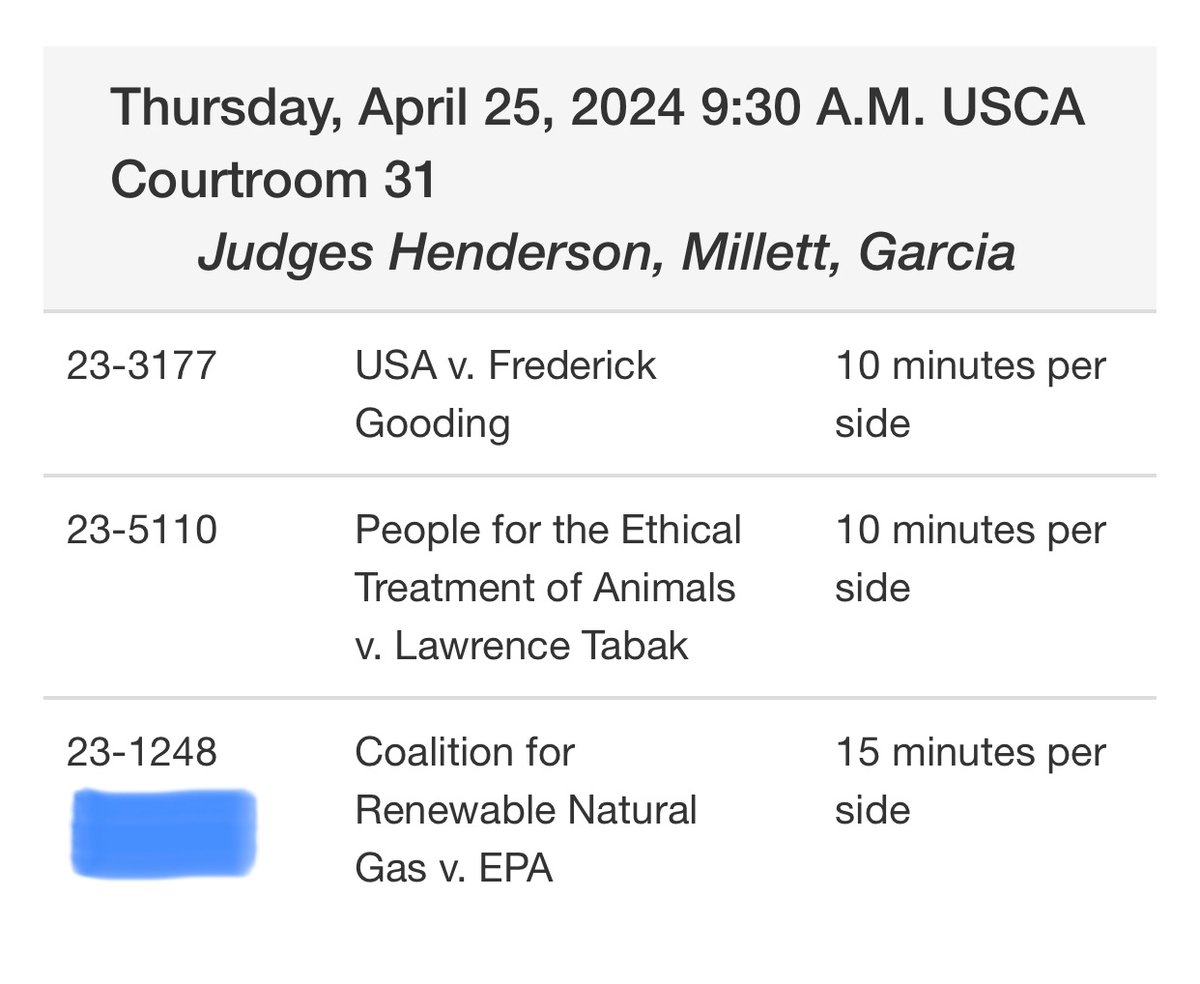 Big day today for #biofuels at the DC Court of Appeals with parties fighting over the EPA’s final rule setting the RFS mandates for 2023-2025. Everything’s on the table, including #ethanol, #biogas, #RINs, #biodiesel, etc.  #OOTT