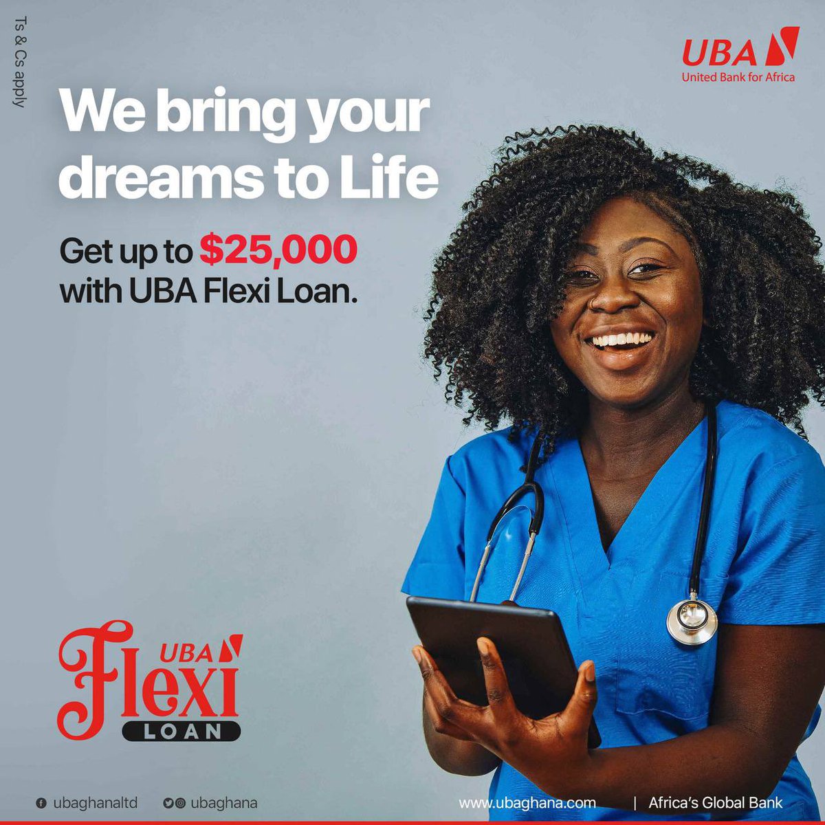 Get up to $25,000 with UBA Flexi Loan 

#AfricasGlobalBank