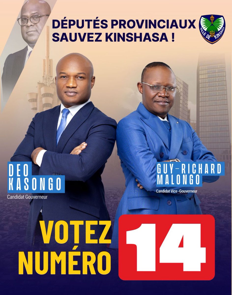 deodivo's tweet photo. Honorables députés provinciaux, 

L’avenir de Kinshasa est entre vos mains, ce lundi 29 Avril.

Faisons le choix de l’expertise, du pragmatisme, des solutions créatives, pour un nouveau management à la tête de notre ville.

L’avenir de nos enfants, de nos frères et sœurs depend de nous !

Ensemble sauvons Kinshasa! #Votez14

#JeSuisPrêt 
#SauvonsKinshasa 
#KinYaSika