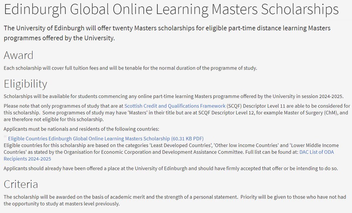 Edinburgh Global Online Learning Masters Scholarships Deadline: June 3 ed.ac.uk/student-fundin…