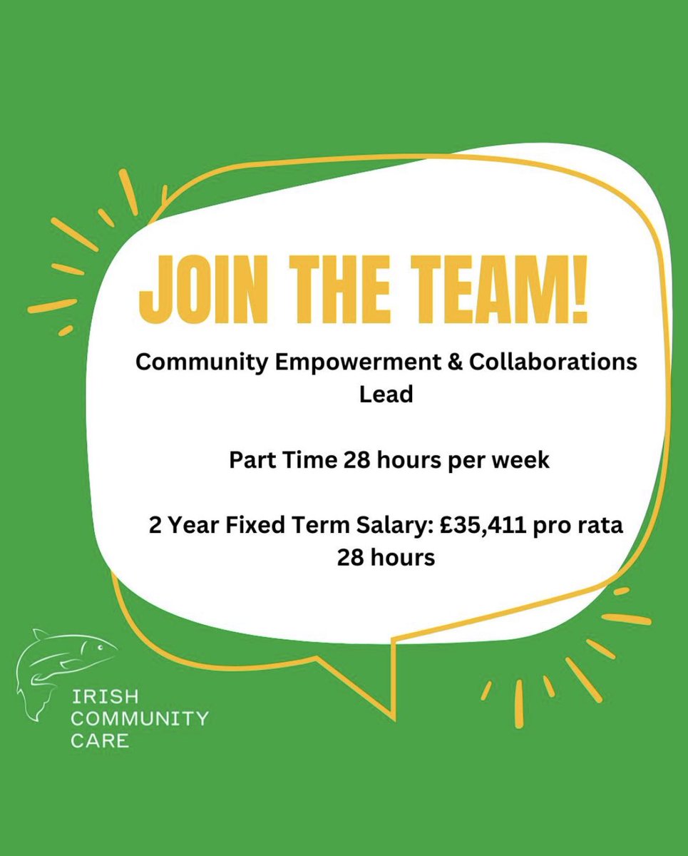 Join the team 😄 Position: Community Empowerment & Collaborations Lead ⭐ Leading Collaborations ⭐ Influencing Policy ⭐ Effecting Change 💻 Application pack: admin@irishcc.net 🌏 Job listing: tinyurl.com/Irish-Communit… #LiverpoolJobs #newjob #ThursdayThought
