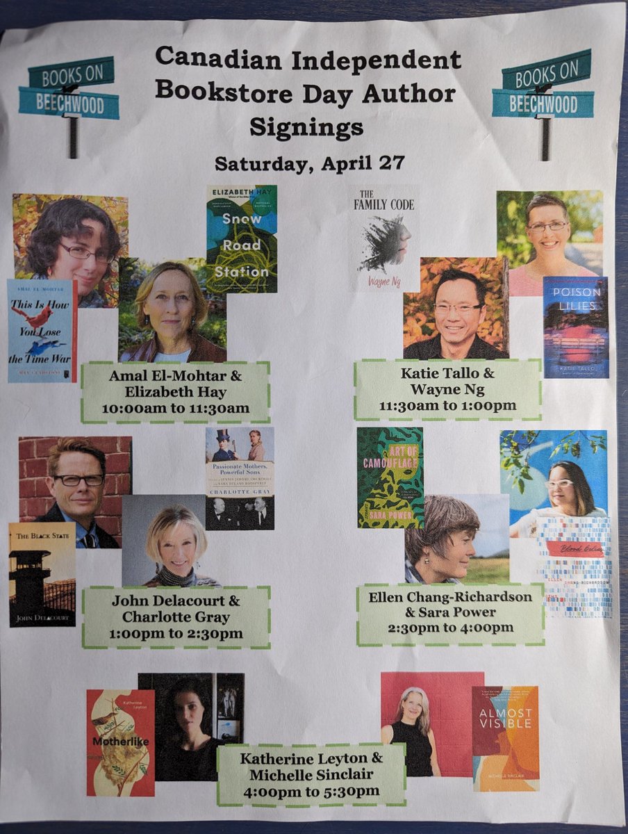 MichelleSincla3's tweet photo. Celebrate Canadian #IndieBookstoreDay this weekend with #booklovers across the capital in #TheOttawaIndieBookstoreCrawl

I'll be at @beechwoodbooks all day on Sat April 27th with these incredible writers. Come join us! https://t.co/FKsZi3TLWR
