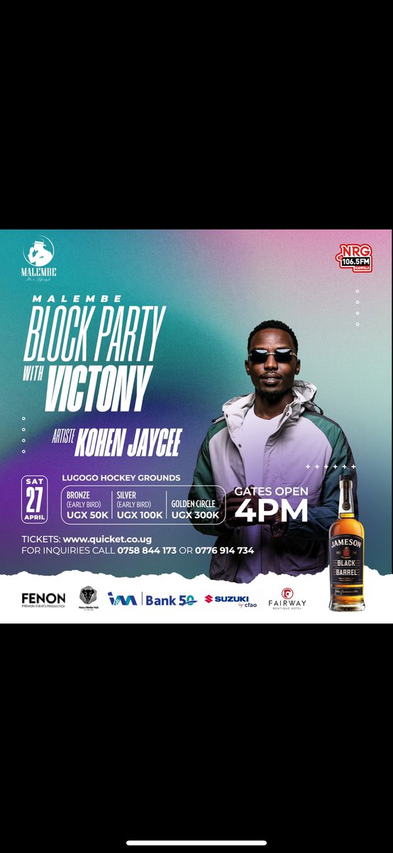 ONLY Uganda’s FINEST Performers — @KohenJaycee

#VictonyBlockParty 🇺🇬✨

The Malembe Block Party ft @vict0ny ✨
 
27/04 | Lugogo Hockey Grounds

In partnership with @NzouMedia @nrgradioug
 
Get your tickets now! (🔗 in bio)

~ #EnjoyResponsibly #MalembeLifestyle #ItsaLifestyle ✨