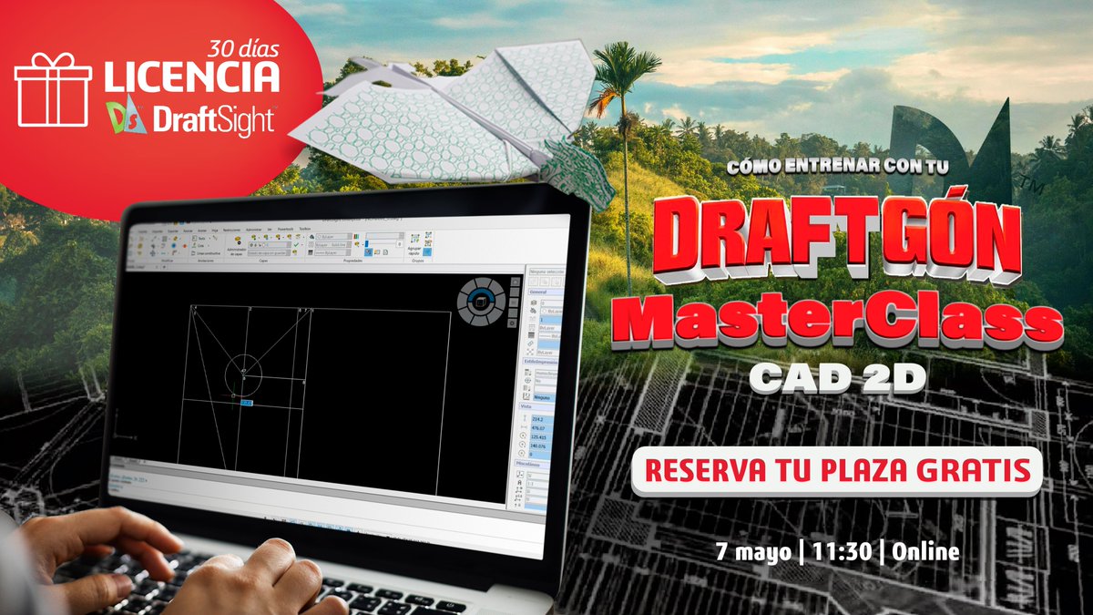 Inscríbete a la próxima #masterclass #gratuita de #diseño2d
Aprende nuevas funciones, atajos y herramientas del software de #CAD2D  
Y por si fuera poco llévate🎁 1 licencia de 30 días con la inscripción. 
¡Toda una OPORTUNIDAD! registro 👉bit.ly/Masterclass2d

#DraftSight