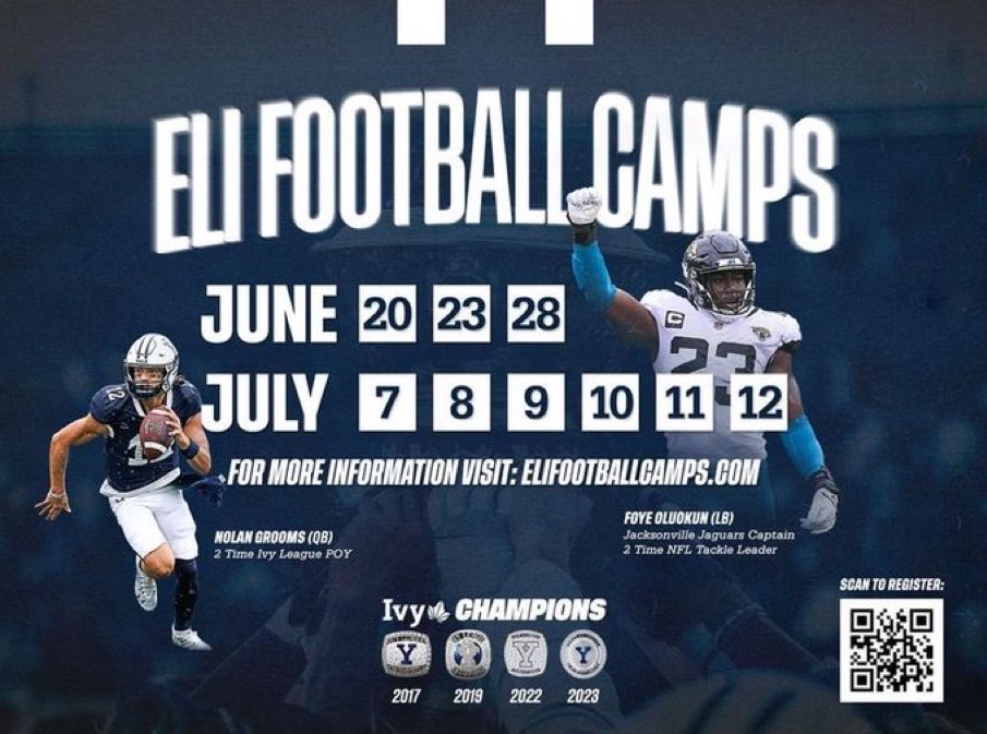 “What separates privilege from entitlement is gratitude.” –Brené Brown. I am beyond privileged to receive an invite to @yalefootball prospect camp from @CoachRenoYale and I am grateful for the opportunity to show my value on and off the field! #rolldogs #ivyleaguefootball…