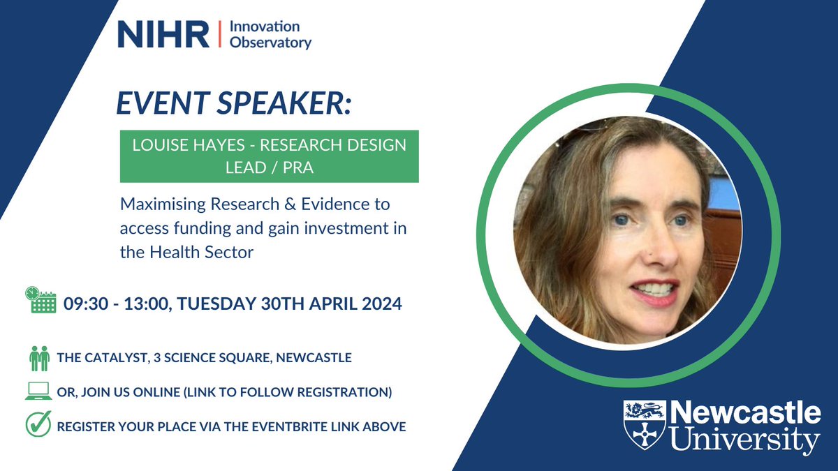 📢Meet the speakers! We're thrilled to announce our next speaker for next week's 'Maximising Research & Evidence to access funding and gain investment in the Health Sector #event is Louise Hayes, a research design specialist. More info & register here: lnkd.in/eVkVbTuj