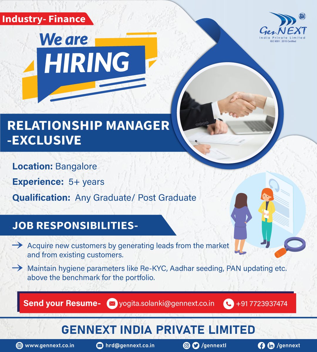 #UrgentHiring 💼📢🎯

Position: Relationship Manager- Exclusive
Location: Bangalore

#RelationshipManager #Exclusive #graduate #postgraduate #hiringnow #jobsearching #jobsearch #Recruitment2024 #jobseekers #hr #jobopenings2024 #gennextjob #gennexthiring #GenNext #hiring2024