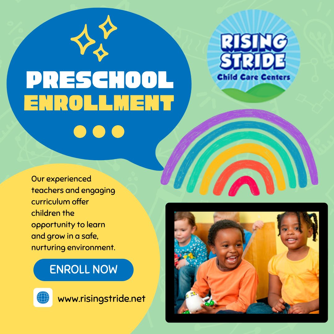Discover the magic of childhood at Rising Stride Child Care Centers, where little hearts blossom into bright stars. Let’s grow together. risingstride.net
#qualitychildcare #preschool 
#toddler #ChildCareCenter #earlylearning #delco #risingstride