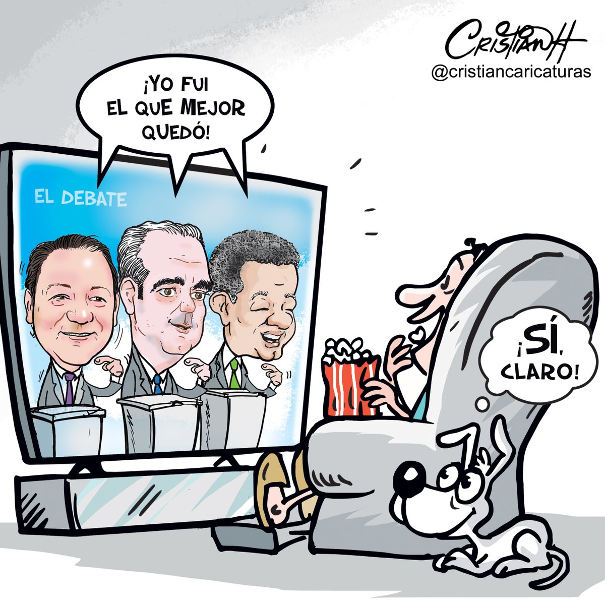 Mi caricatura del #jueves 25 abril 2024 en el periódico @ElDia_do . . . #debatepresidencial #DebateANJE #debateRD #criscaricaturas