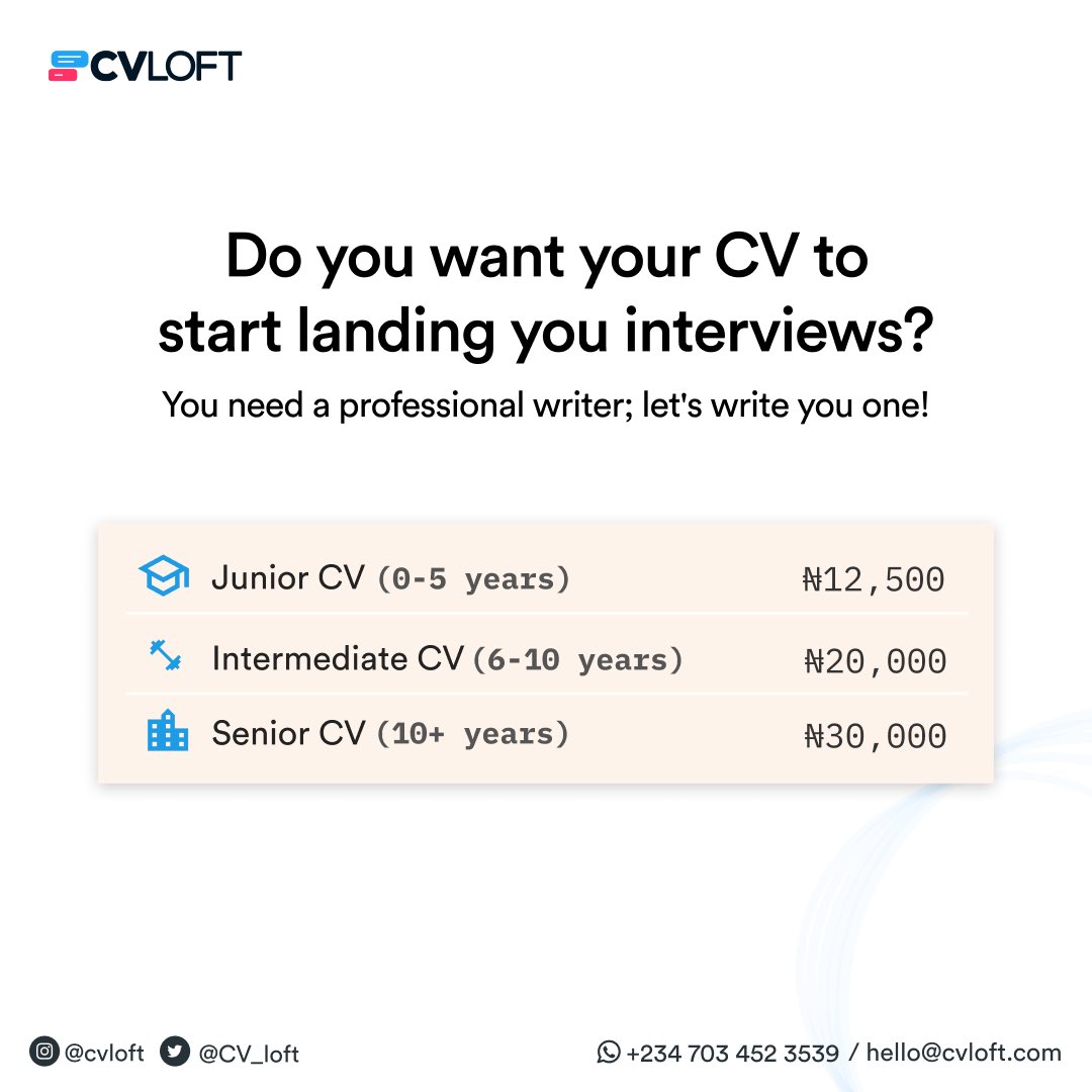 Unlock the door to your dream job with a standout CV! 🚀✨ 

We specialize in crafting personalized resumes that showcase your unique skills and experiences, helping you secure interviews and land that dream role.

 Let's work together! 💼
#CVWriting #CareerSuccess