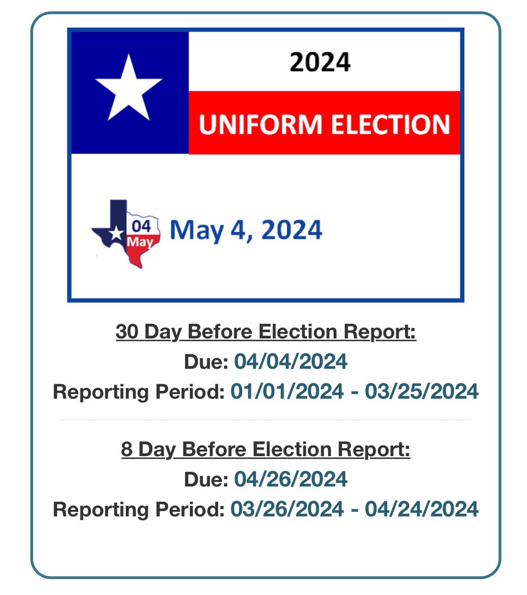 You create a PAC on 3/28 for the municipal elections in Texas to hide who is funding your PAC. For the Muni’s, the 30 day before reports cover 1/1 - 3/25. By waiting until 3/28, the money is hidden until 4/26, just 8 days before the election, leaving no time to inform people.