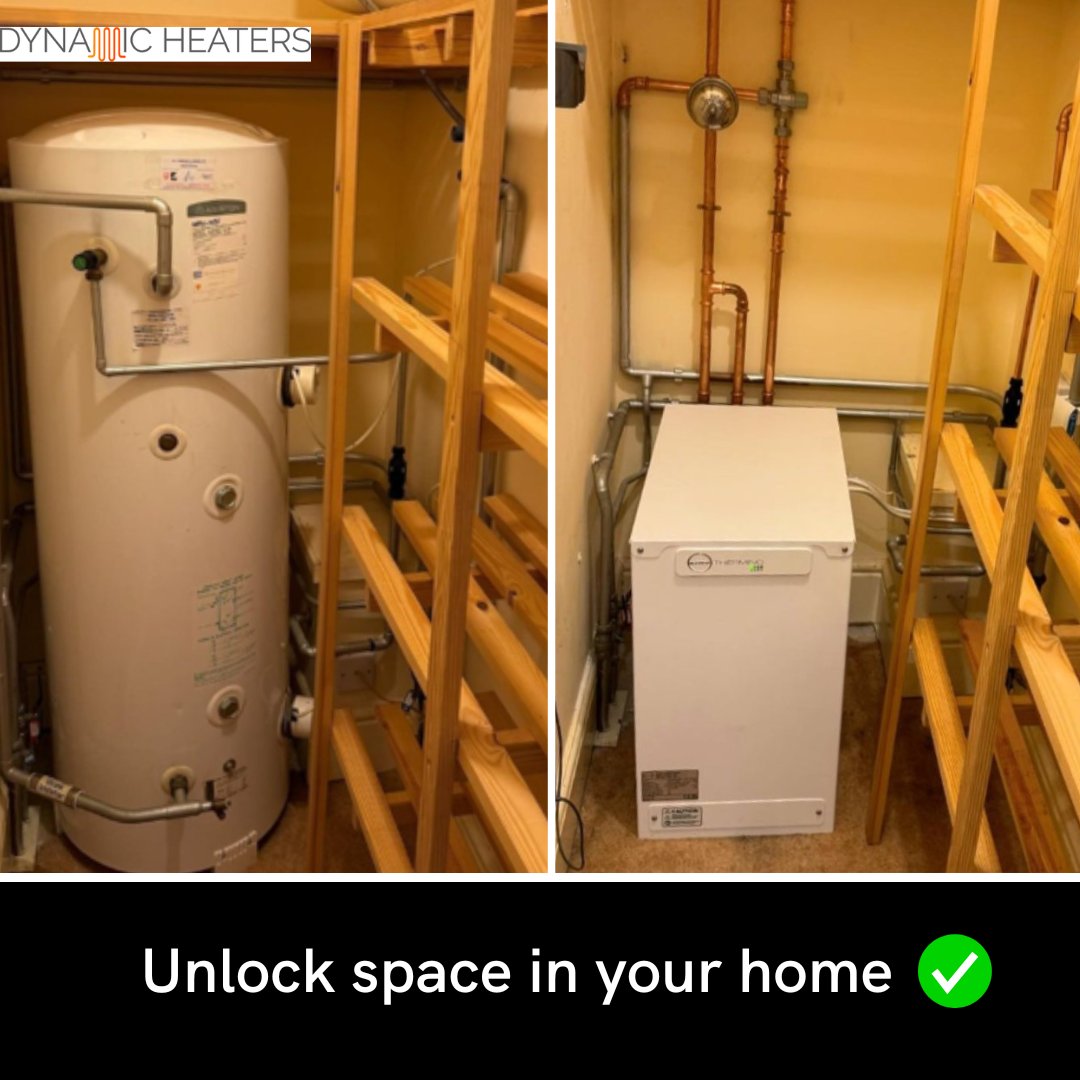 @Dynamicheaters replaced a #hotwatercylinder with a sleek Thermino in the airing cupboard of a UK home, and unlocked vast amounts of storage space, while also improving the energy efficiency and water pressure for homeowners. Get in touch with us: sunamp.com/en-gb/contact-…