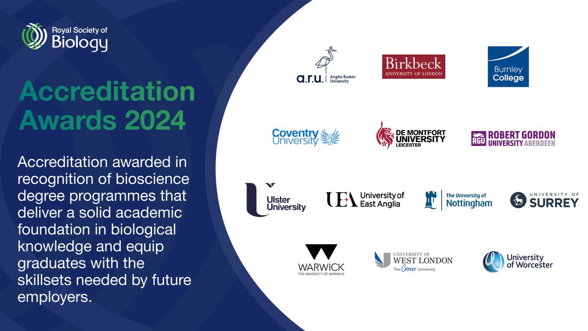 Tonight we’re celebrating the bioscience degree programmes that were awarded accreditation this year. 
 
Congratulations to the universities who were independently assessed and accredited in recognition of the quality of their bioscience programmes.

#RSBAccreditation