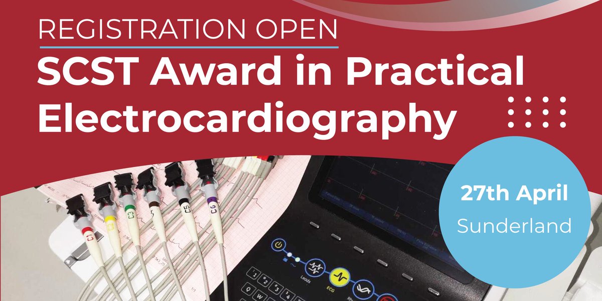 Just a reminder that you can still register for the SCST Award in Practical Electrocardiography being held this Saturday🏅

📅 Sat 27th April 2024, Sunderland

Registration can be found here: eventbrite.co.uk/e/851768521577…

#SCSTaward #Electrocardiography