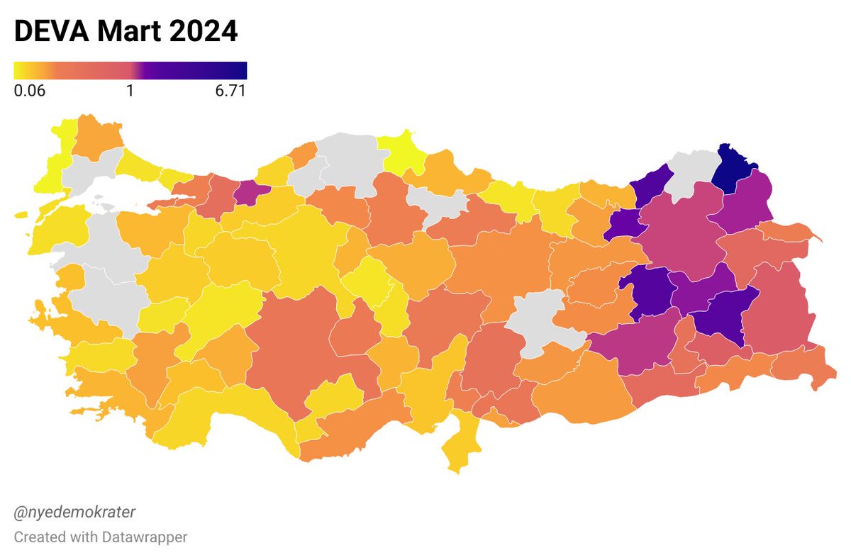 Yeninin Yürüyüşü (@nyedemokrater) on Twitter photo Partimizin Mart 2024 seçimleri yoğunluk haritası.
Sarı %0.1
Koyu turuncu %0.5
Mor %1.30
Lacivert %2 seviyelerine takbül etmektedir
İnteraktif hali için
datawrapper.de/_/teUB1/
<a href="/devapartisi/">DEVA Partisi</a> Partimizin Mart 2024 seçimleri yoğunluk haritası.
Sarı %0.1
Koyu turuncu %0.5
Mor %1.30
Lacivert %2 seviyelerine takbül etmektedir
İnteraktif hali için
datawrapper.de/_/teUB1/
<a href="/devapartisi/">DEVA Partisi</a>