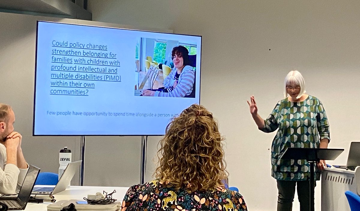 @CatherinedeHaa1 asking cd policy changes strengthen belonging for families with children with profound+multiple learning disabilities? Inspiring morning at the Education PGR Conference ‘Synergies in Education: Connecting Research, Policy and Practice’ @CRI_UoS @m_nind @_jo_hope