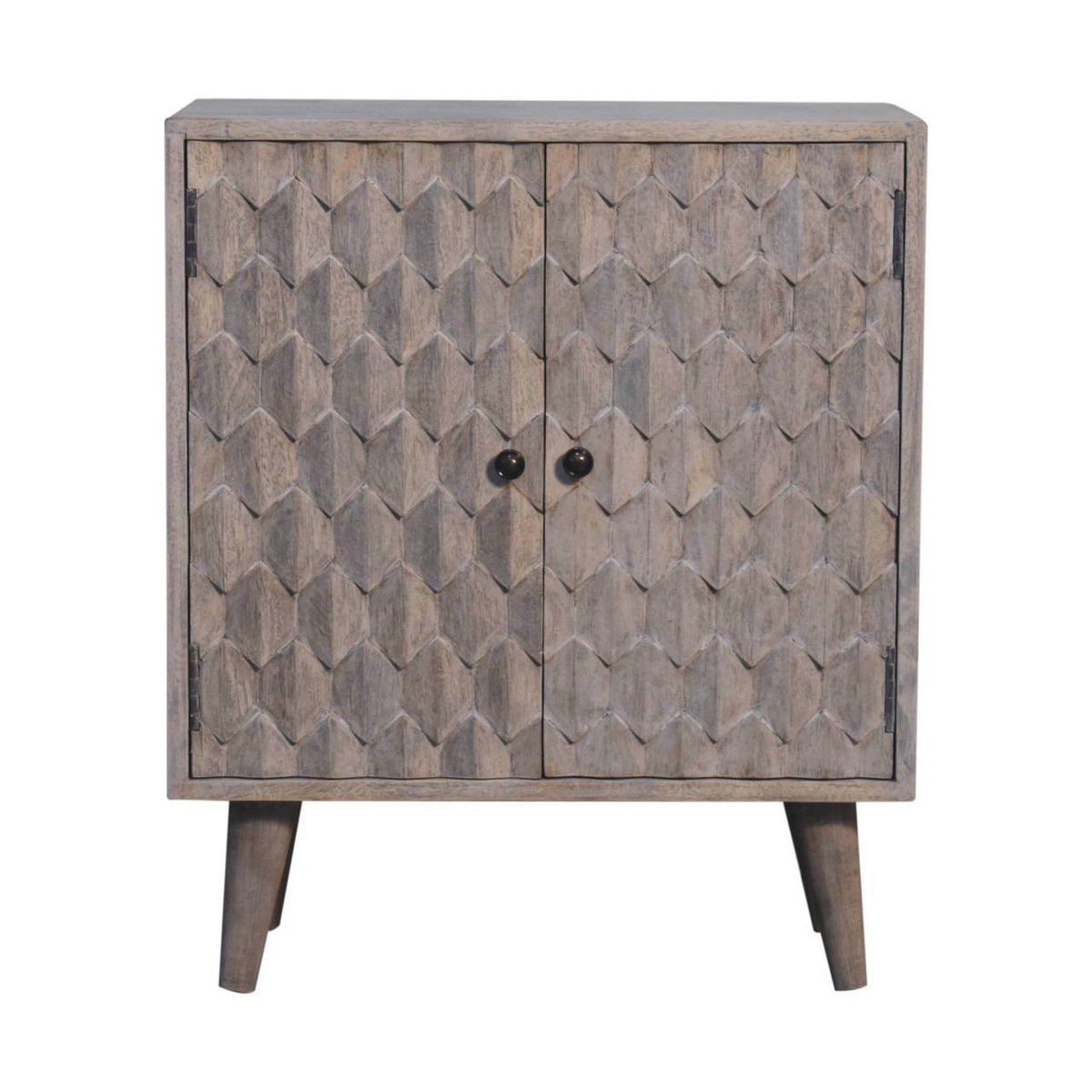 This mini cabinet has been constructed from 100% solid mango wood and has a grey acid-wash finish. Its carved design gives the product a unique twist and provides plenty of storage.

#Acidwash #Solidwood #Artisan 

📞 Contact Us:
Phone: 08006894736
artisanfurniture.net