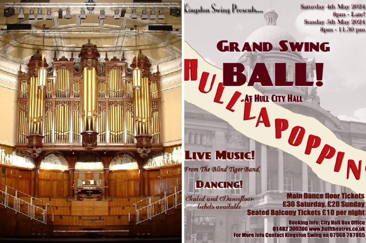 ⭐️ Coming up this week at Hull City Hall ⭐️ 🎭 Lunchtime Organ Showcase 📆 Wednesday 1 May 🎫 bit.ly/OrganMay24 🎭 Hullzapoppin' 📆 Saturday 4 & Sunday 5 May 🎫bit.ly/Hullzapoppin24