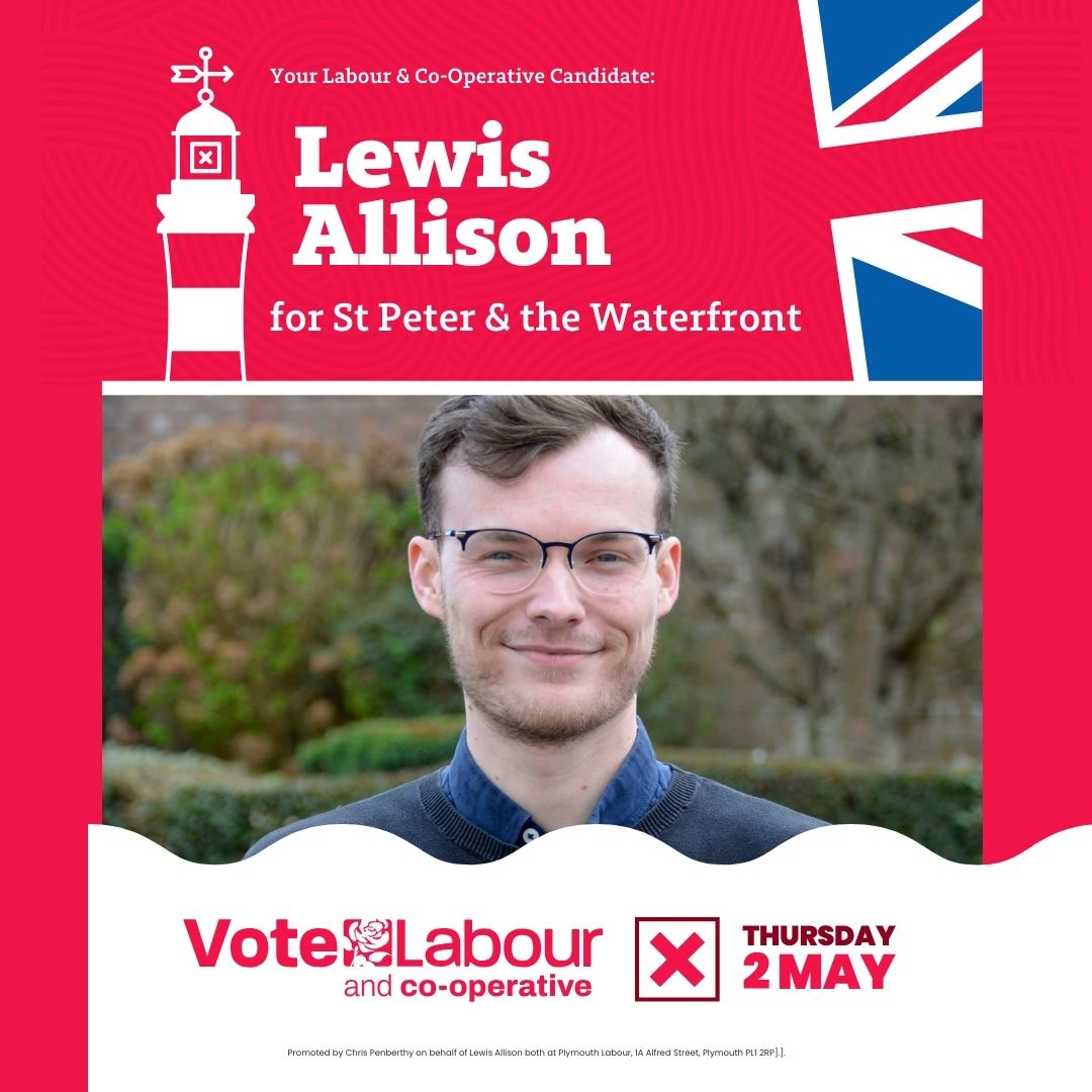 Our @plymouthlabour candidate in St Peter and the Waterfront is @lewisjallison You can find out more about Lewis and why he's standing in this @Plymouth_Live article